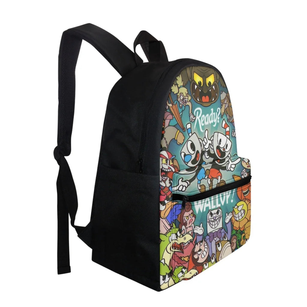 Student Cup Head Cartoon Schoolbag Adjustable Shoulder Strap School Bags