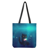Cartoon Cat Print Tote Bag High Double Sided Printing