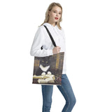 Cat and Books Tote Bag for Women