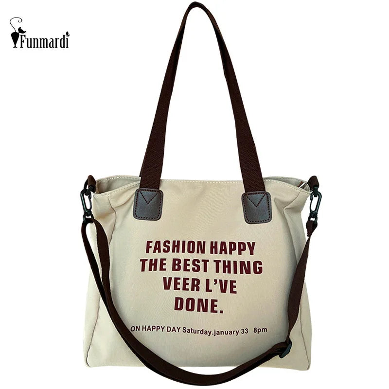 Casual Canvas Women Shoulder Bag Large Capacity Female Handbag