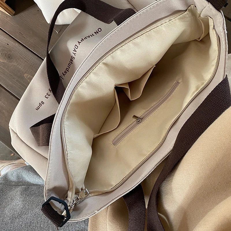 Casual Canvas Women Shoulder Bag Large Capacity Female Handbag
