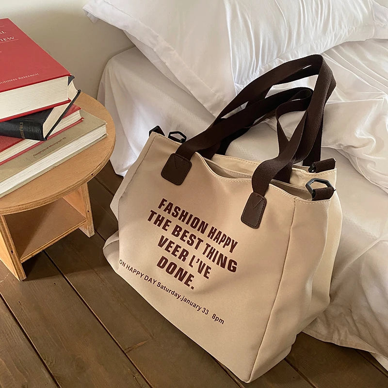 Casual Canvas Women Shoulder Bag Large Capacity Female Handbag