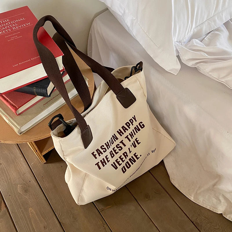 Casual Canvas Women Shoulder Bag Large Capacity Female Handbag