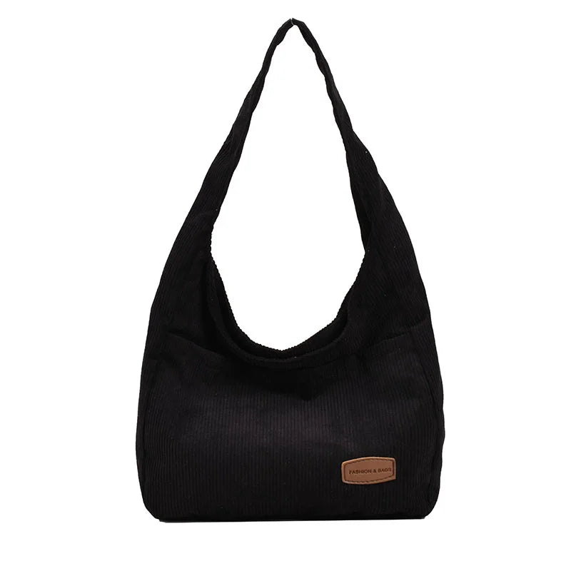 Corduroy Big Shoulder Bags for Women Winter Casual Style