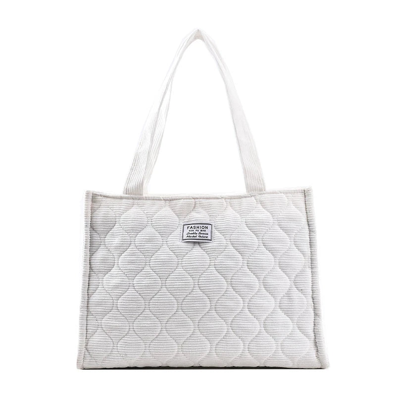 Casual Corduroy Satchel Winter Totes Zipper Handbags