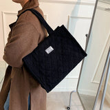 Casual Corduroy Satchel Winter Totes Zipper Handbags