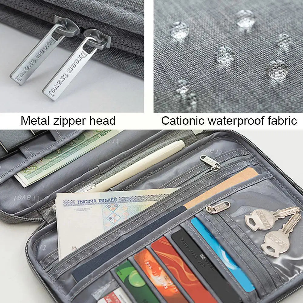 Family Travel Wallet Passport Holder Waterproof Document Organizer