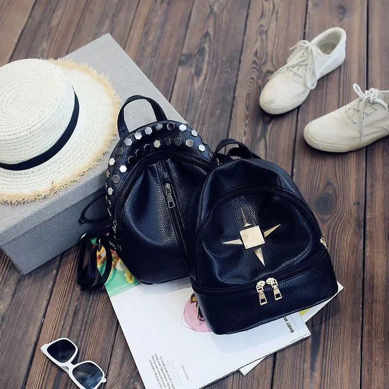 Women Leather Backpack Female Shoulder Bag High Travel Bag