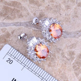 Brown Morganite CZ Silver Plated Jewelry Set Size 6-10