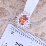 Brown Morganite CZ Silver Plated Jewelry Set Size 6-10