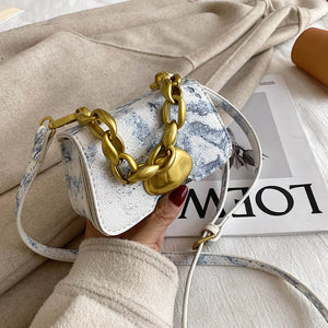 Fancy Frills Mini PU Leather Crossbody Bag Women's Chain Lipstick Shoulder Handb