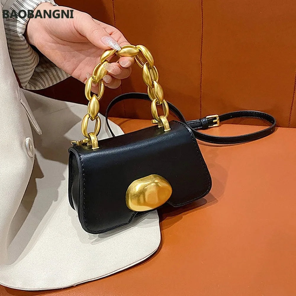 Fancy Frills Mini PU Leather Crossbody Bag Women's Chain Lipstick Shoulder Handb