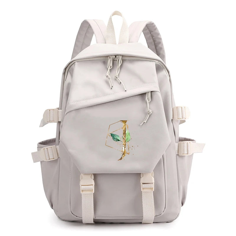 Beige Large Capacity Laptop Backpack for Girls School Student
