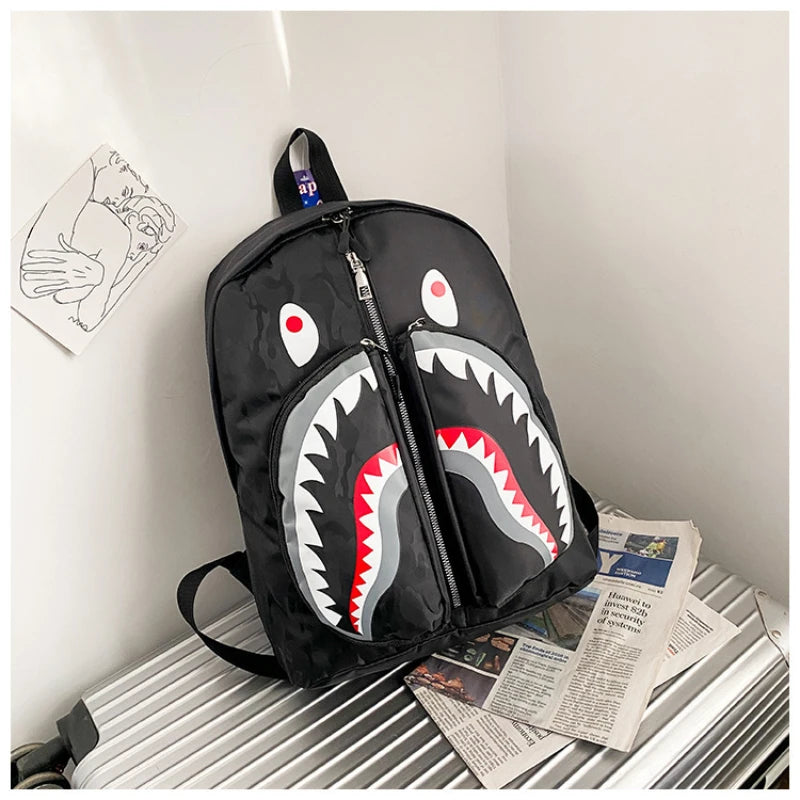 3D Shark Print Oxford Backpack for Children Teenages