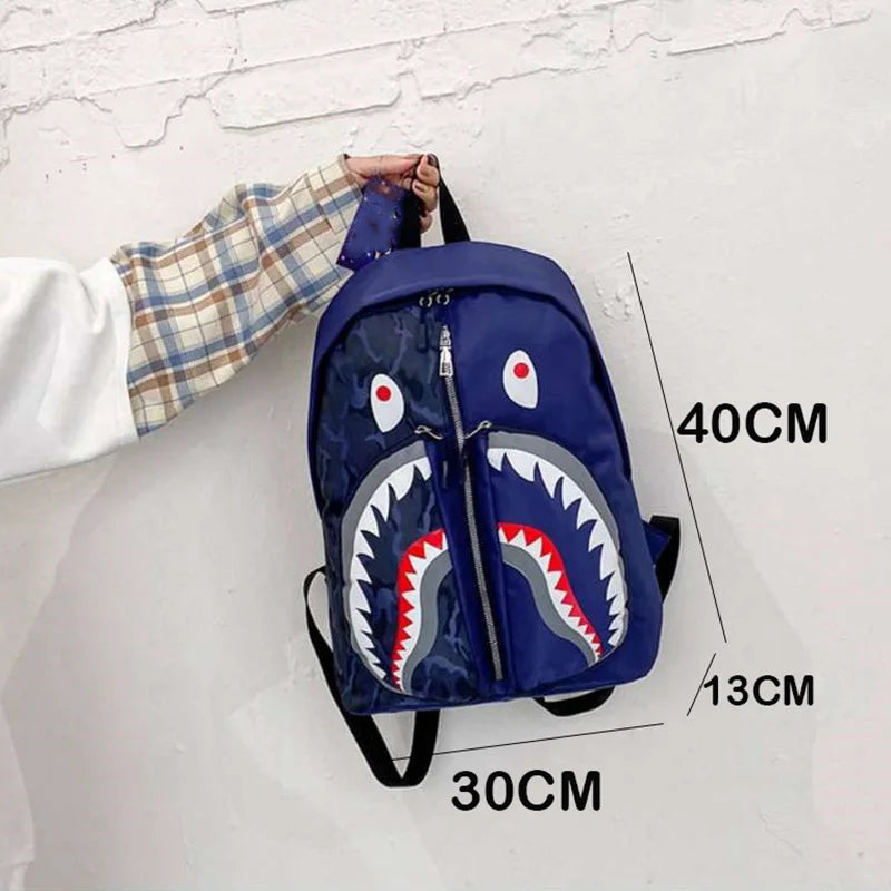 3D Shark Print Oxford Backpack for Children Teenages