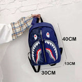 3D Shark Print Oxford Backpack for Children Teenages