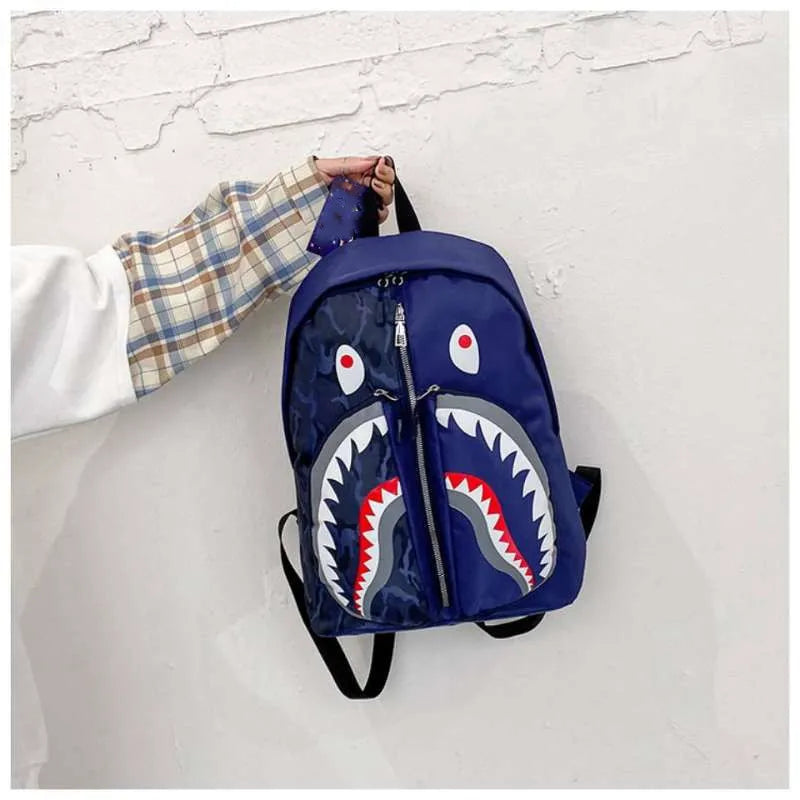 3D Shark Print Oxford Backpack for Children Teenages