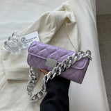 Acrylic Thick Chain Shoulder Bag Heart Pattern Handbags Small Crossbody