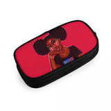African Girls Prints Pencil Case Pen Box Women Cosmetic Bags