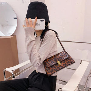 Animal Pattern Handbag Totes Women PU Leather Shoulder Casual Flap Underarm