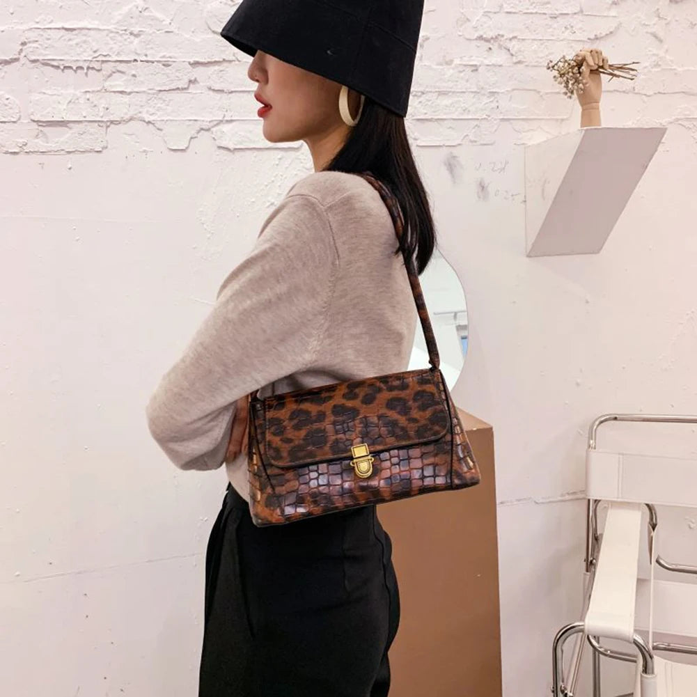 Animal Pattern Handbag Totes Women PU Leather Shoulder Casual Flap Underarm