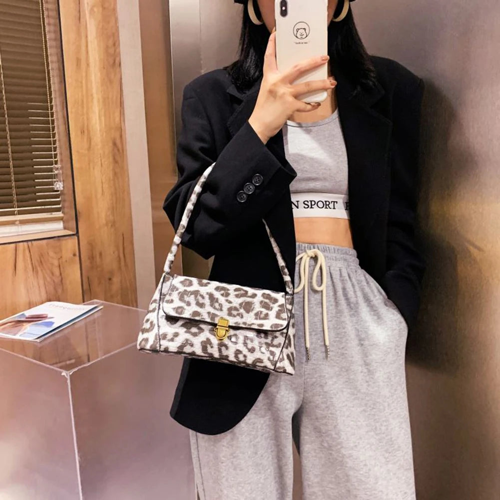 Animal Pattern Handbag Totes Women PU Leather Shoulder Casual Flap Underarm