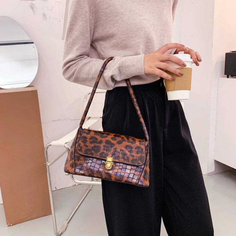 Animal Pattern Handbag Totes Women PU Leather Shoulder Casual Flap Underarm
