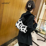 Animal Pattern Handbag Women Shoulder Top-handle Bag Plush Handle Underarm Purse