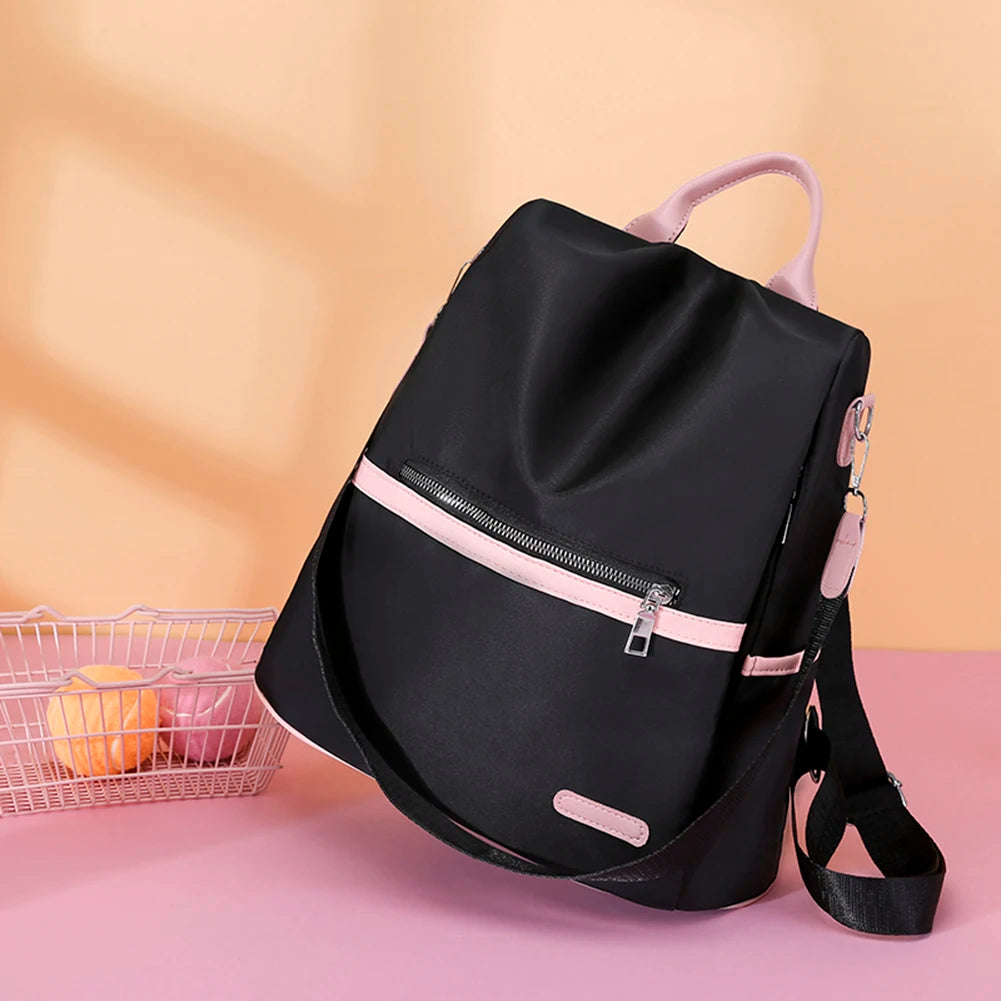 Anti-Theft Large Backpack Bag Women Oxford Cloth Contrast