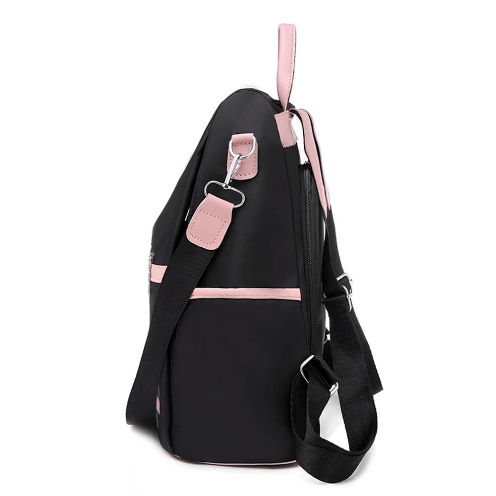 Anti-Theft Large Backpack Bag Women Oxford Cloth Contrast