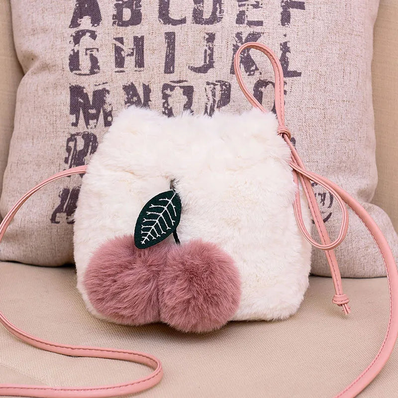 Soft Plush Fur Hairy Shoulder Bag with Fur Ball Pendent