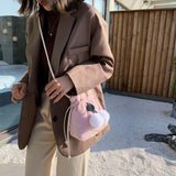 Soft Plush Fur Hairy Shoulder Bag with Fur Ball Pendent