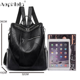 Casual High Soft Leather Backpack Large Capacity School Bag