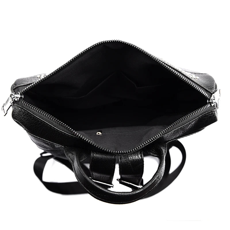 Casual High Soft Leather Backpack Large Capacity School Bag
