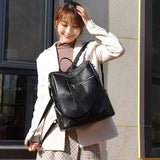 Casual High Soft Leather Backpack Large Capacity School Bag
