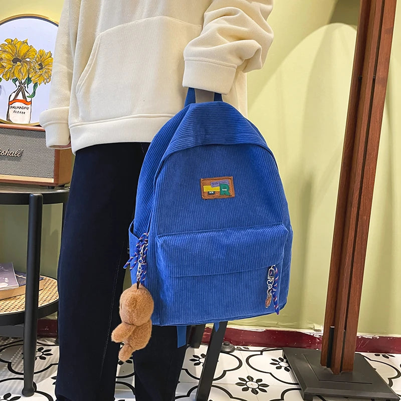 Canvas Women Backpack School Bag Anti-theft