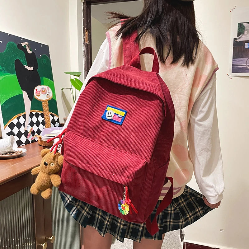 Canvas Women Backpack School Bag Anti-theft