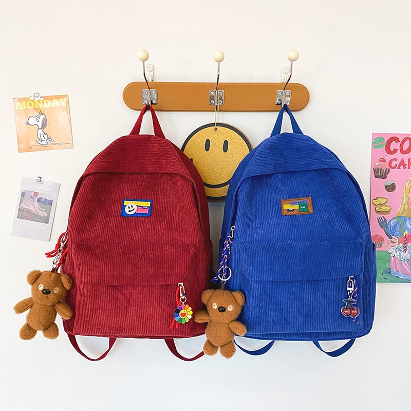 Canvas Women Backpack School Bag Anti-theft