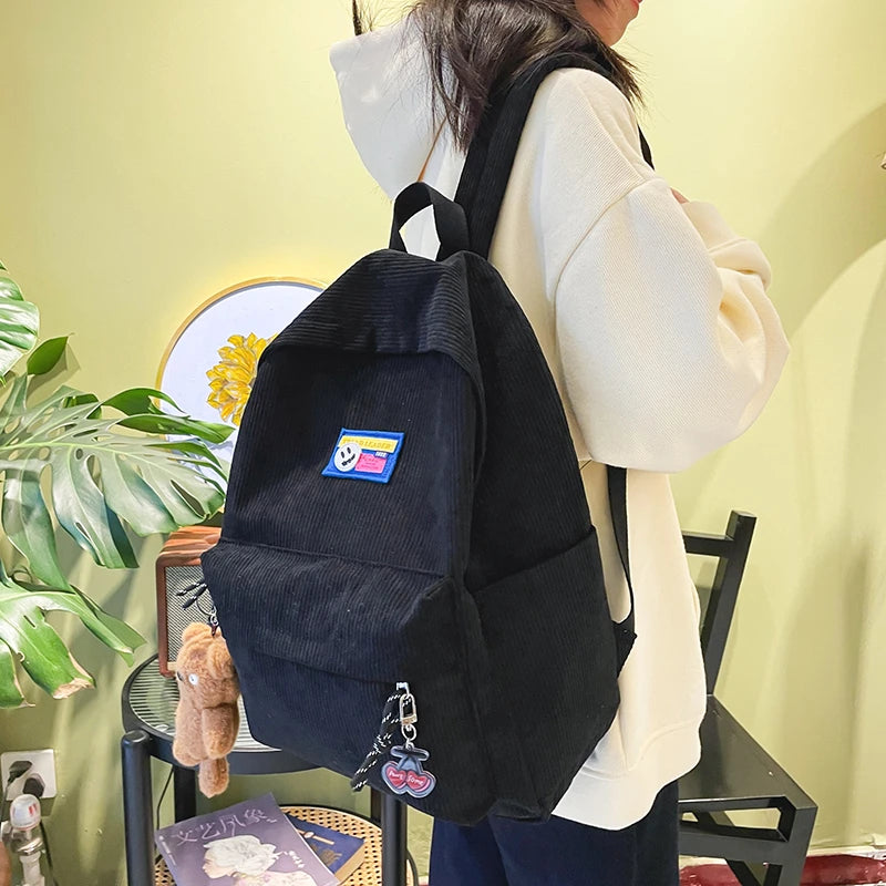 Canvas Women Backpack School Bag Anti-theft