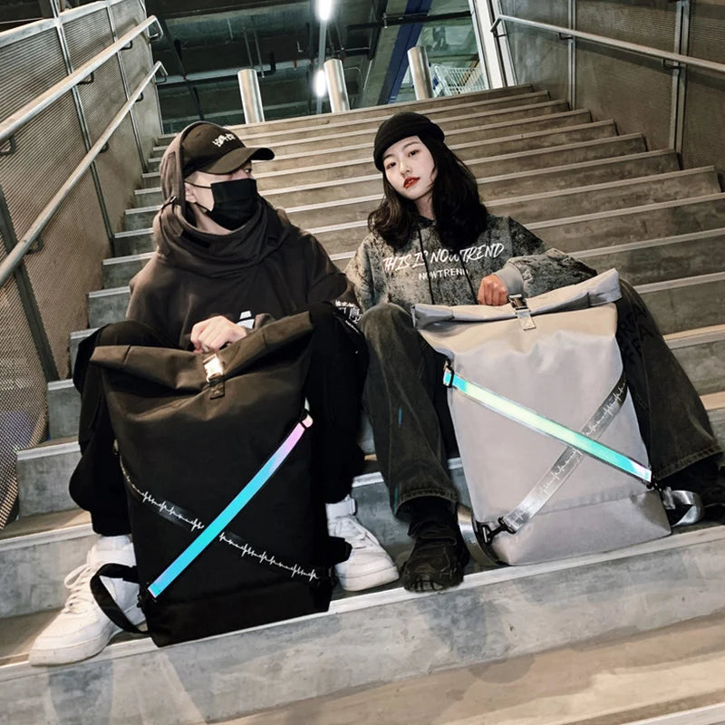 Youth Unique Big Backpack Unisex Bag Casual Oxford Cloth Tide Reflection Bag