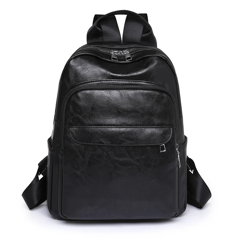Casual Leather Backpack for University Student
