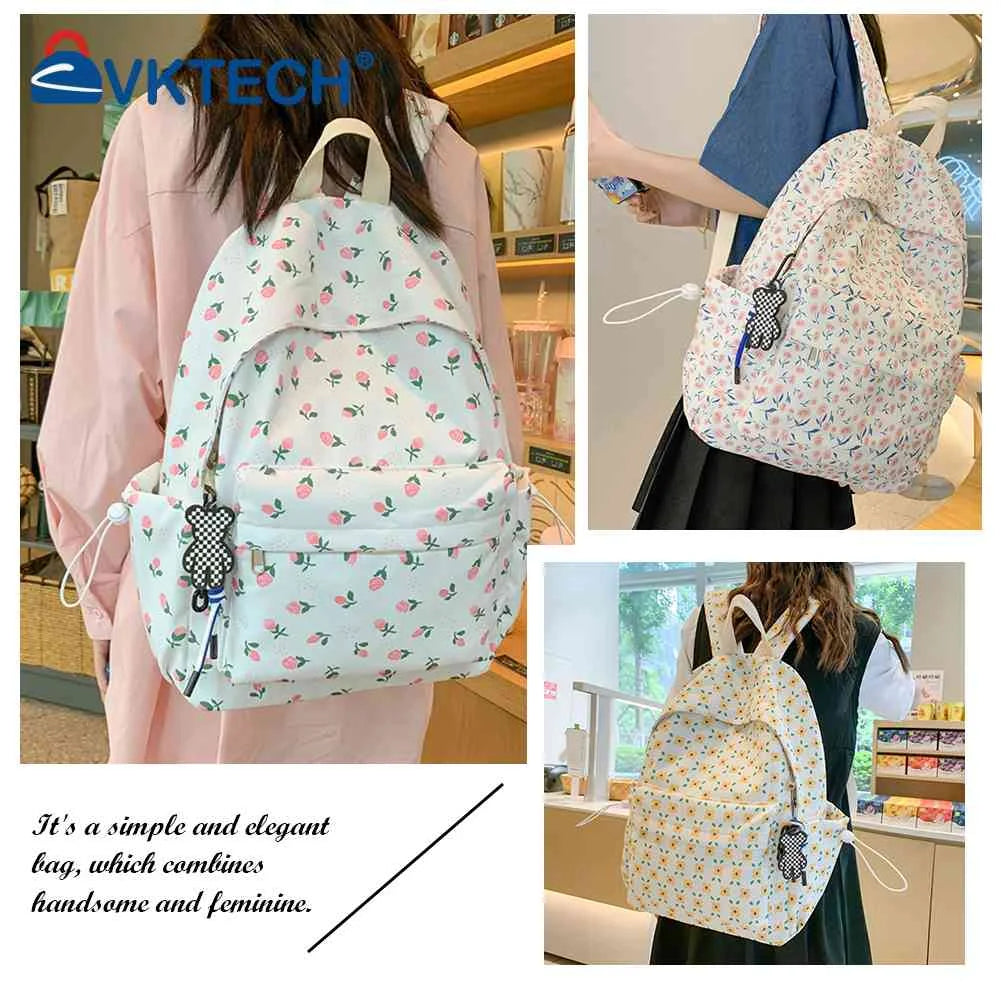 Floral Printed School Backpack Large Capacity Bookbag