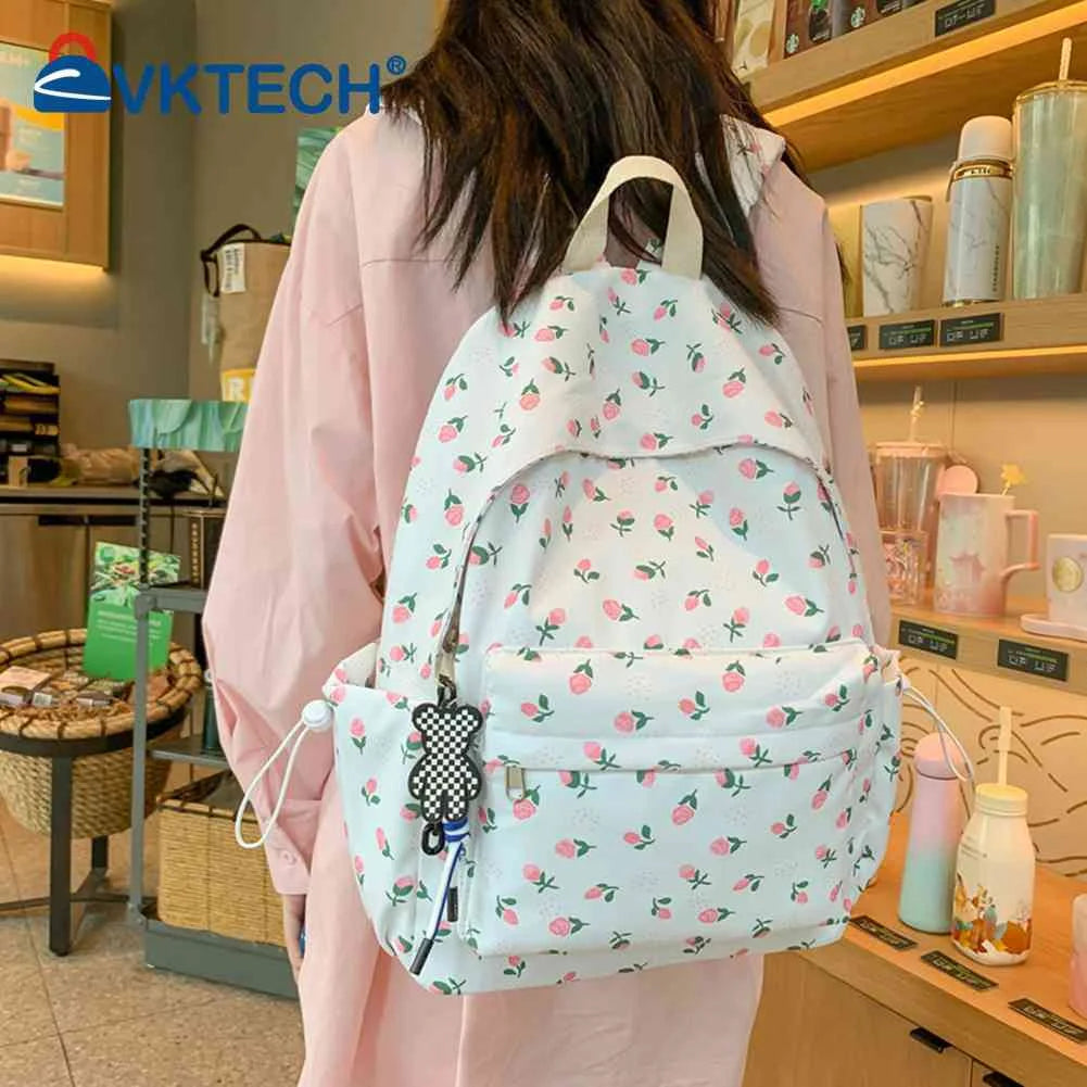 Floral Printed School Backpack Large Capacity Bookbag