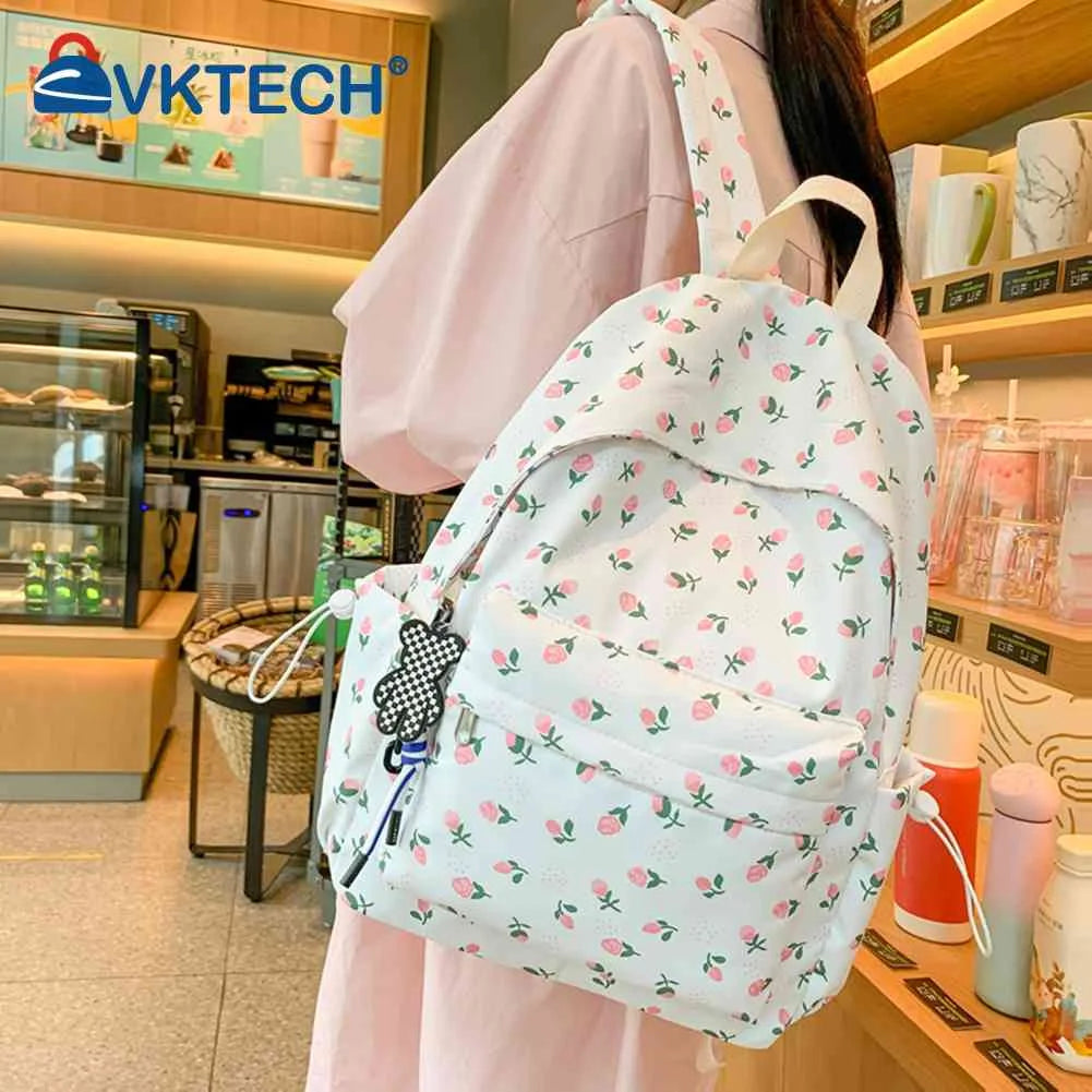 Floral Printed School Backpack Large Capacity Bookbag