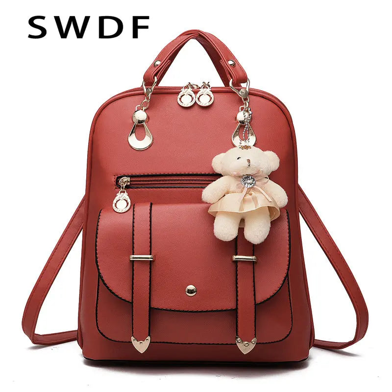 Women Pu Leather Backpack Teenager Girls School Rucksack Mochila Mujer