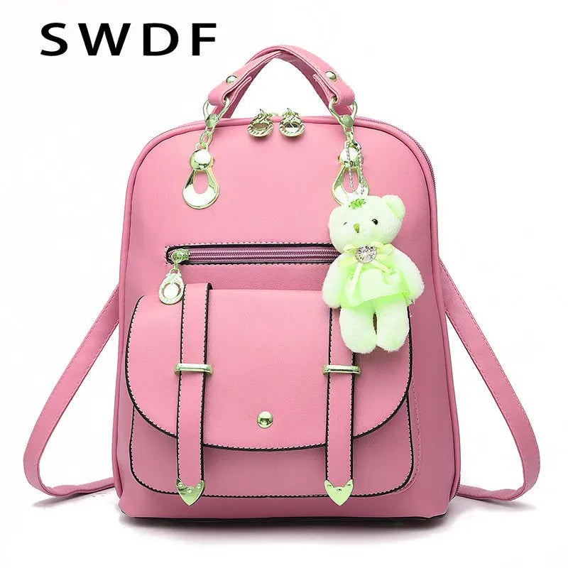 Women Pu Leather Backpack Teenager Girls School Rucksack Mochila Mujer