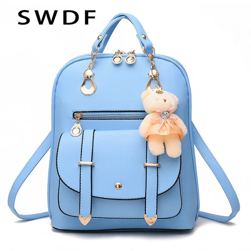 Women Pu Leather Backpack Teenager Girls School Rucksack Mochila Mujer