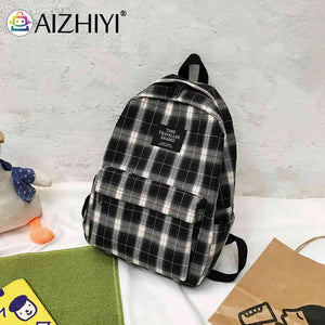 Vintage Plaid Canvas Back Pack for Students