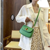 Vintage Saddle Small Flap Purse Bamboo Handle Crossbody Bag