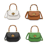 Vintage Saddle Small Flap Purse Bamboo Handle Crossbody Bag